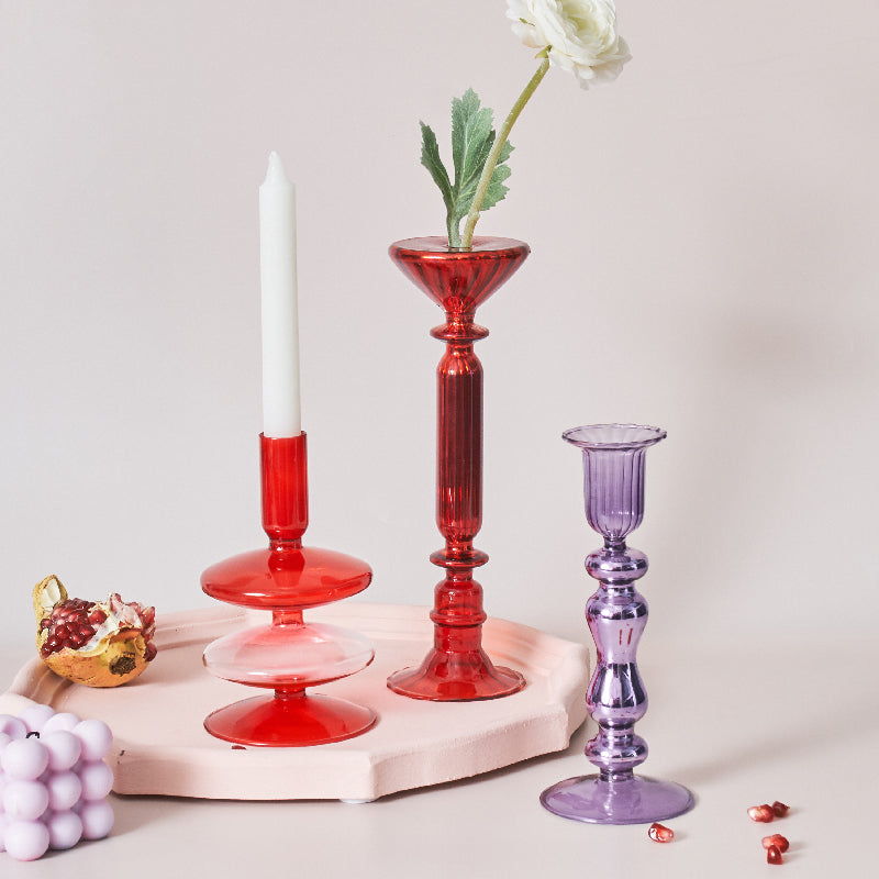Cherry Red Borosilicate Glass Tealight Holder and Vase