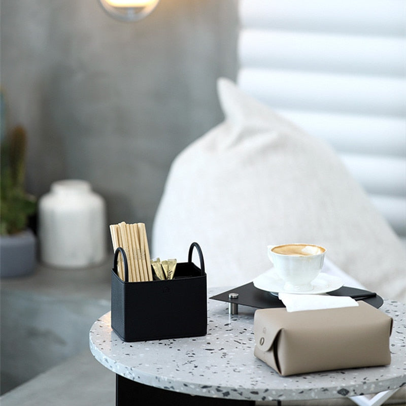 Leather Storage Basket with Metal Frame - Eco-Friendly, Modern Design