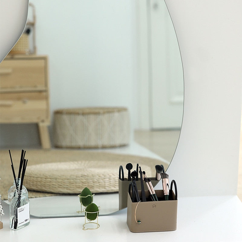 Leather Storage Basket with Metal Frame - Eco-Friendly, Modern Design