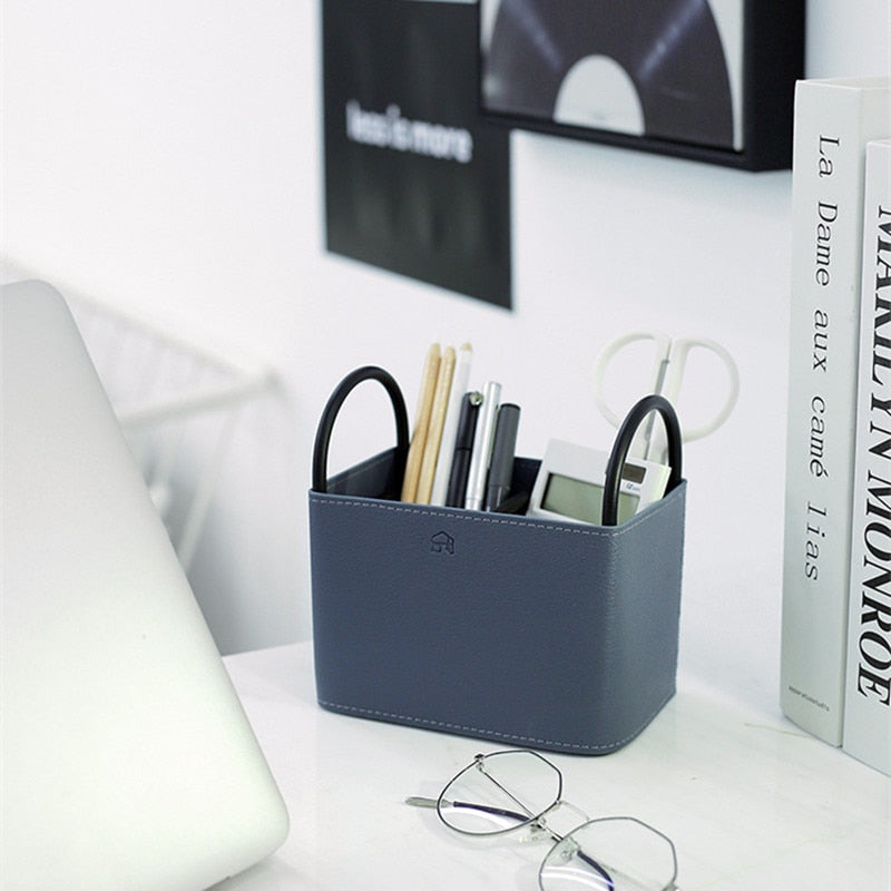 Leather Storage Basket with Metal Frame - Eco-Friendly, Modern Design
