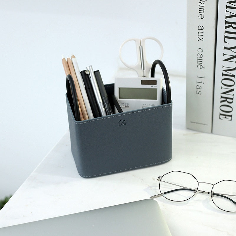 Leather Storage Basket with Metal Frame - Eco-Friendly, Modern Design