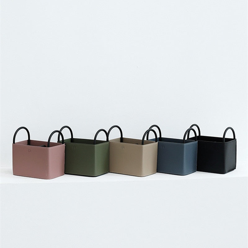 Leather Storage Basket with Metal Frame - Eco-Friendly, Modern Design