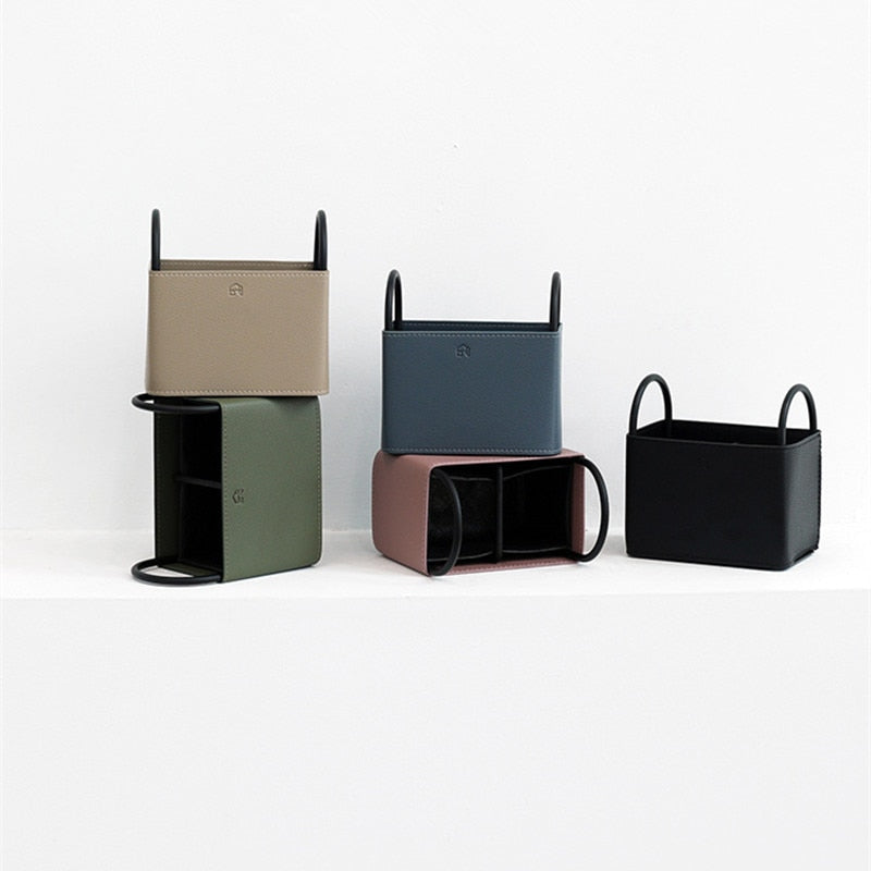 Leather Storage Basket with Metal Frame - Eco-Friendly, Modern Design