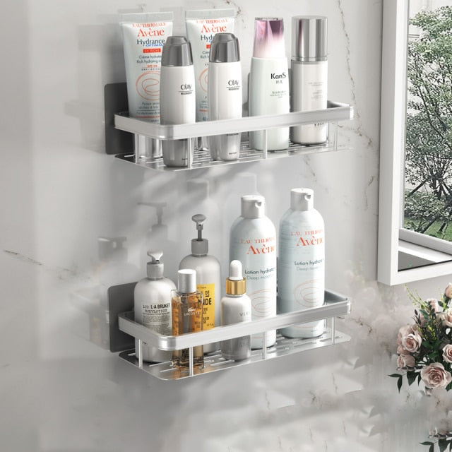 Metal Suction Cup Bathroom Shelves for Easy Storage