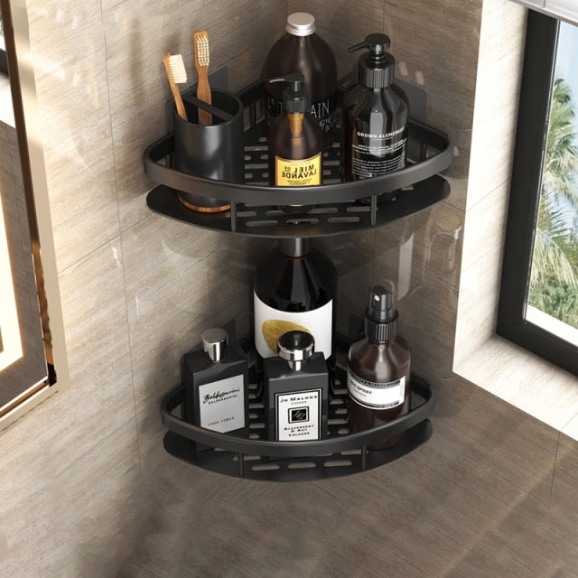 Metal Suction Cup Bathroom Shelves for Easy Storage
