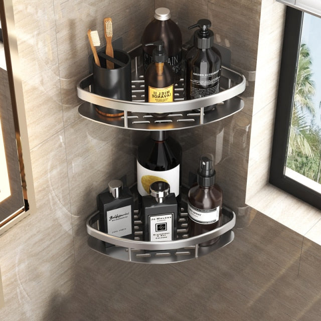 Metal Suction Cup Bathroom Shelves for Easy Storage