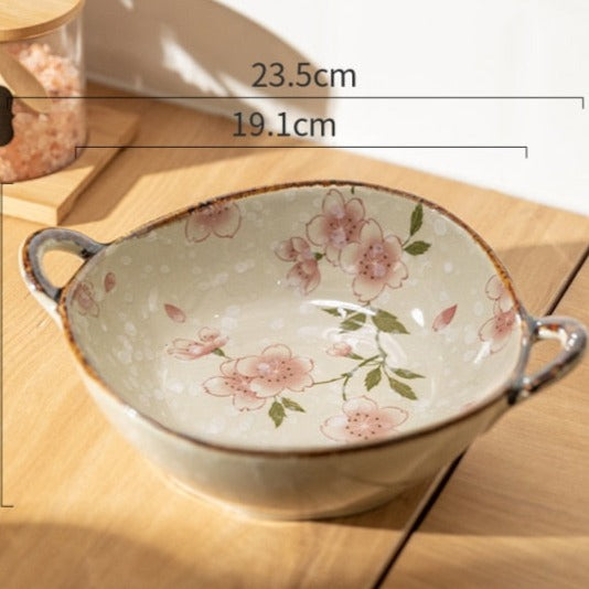 Hand-Painted Floral Ceramic Pasta Bowls