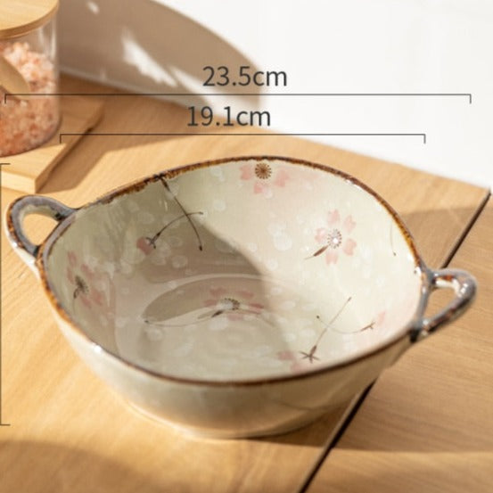Hand-Painted Floral Ceramic Pasta Bowl