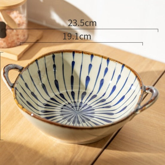 Hand-Painted Floral Ceramic Pasta Bowl