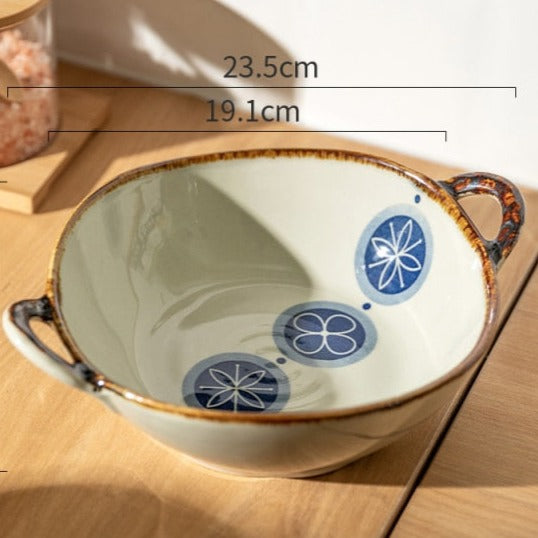 Hand-Painted Floral Ceramic Pasta Bowls