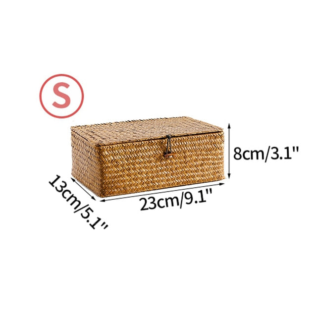 Handwoven Seagrass Storage Box with Lid