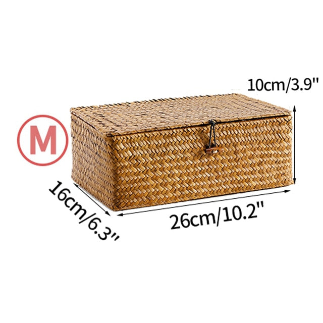 Handwoven Seagrass Storage Box with Lid