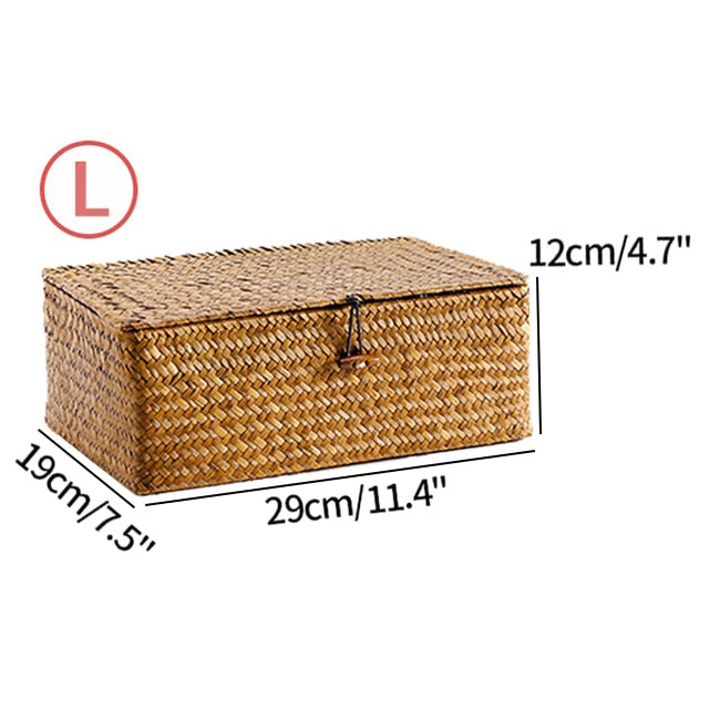 Handwoven Seagrass Storage Box with Lid