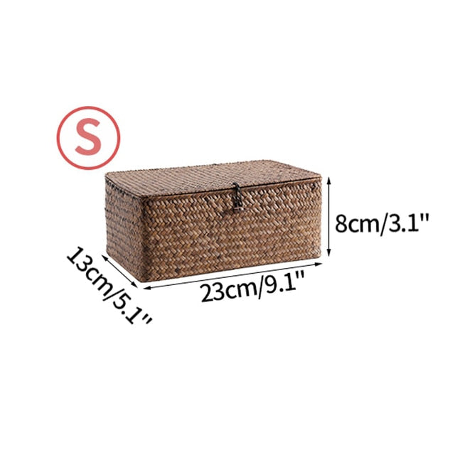 Handwoven Seagrass Storage Box with Lid