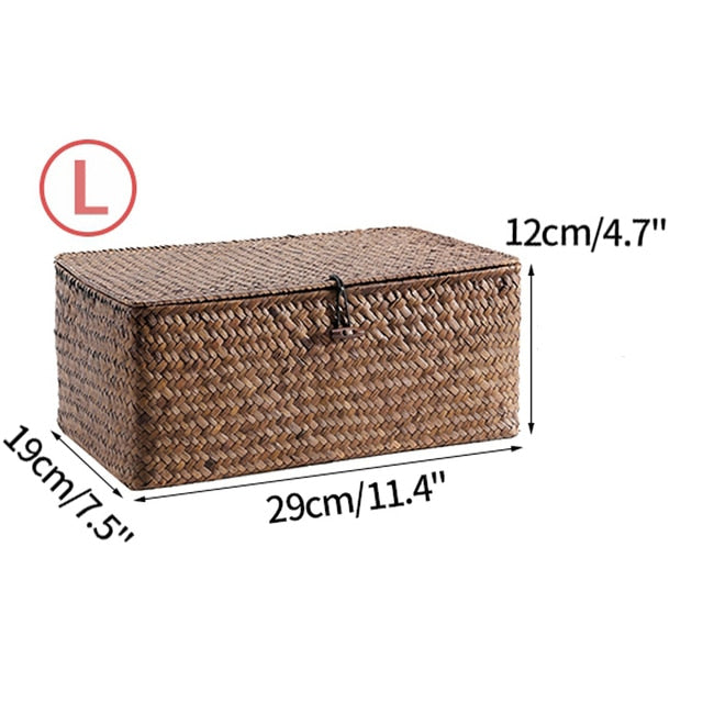 Handwoven Seagrass Storage Box with Lid