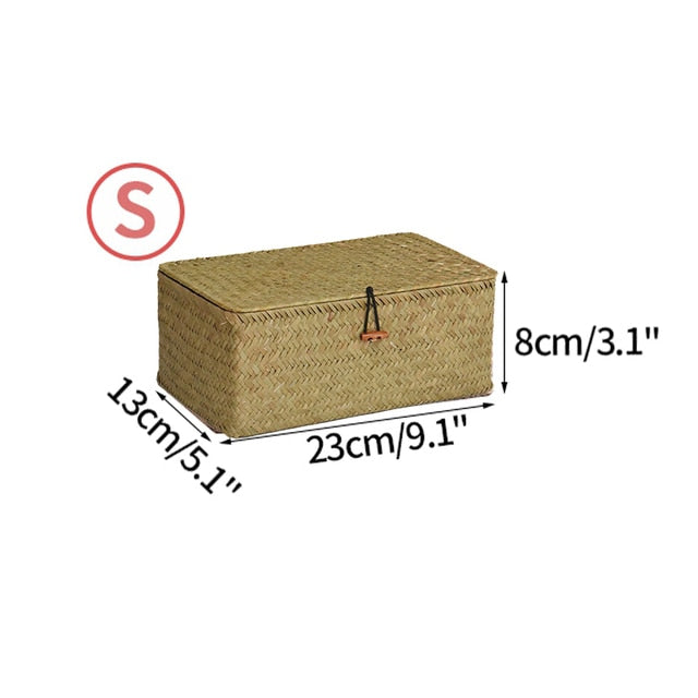Handwoven Seagrass Storage Box with Lid