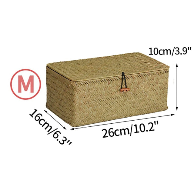 Handwoven Seagrass Storage Box with Lid