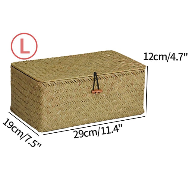 Handwoven Seagrass Storage Box with Lid