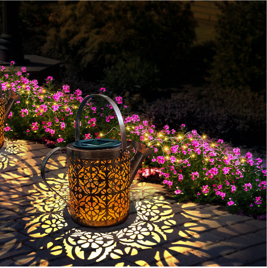 Solar-Powered Waterfall Garden Lamp with Warm White LEDs