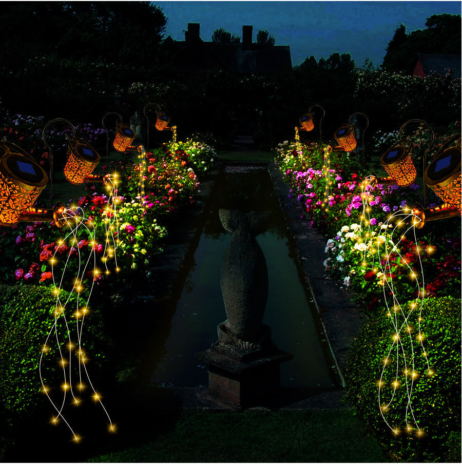 Solar-Powered Garden Waterfall Lamp with Copper Wire LEDs