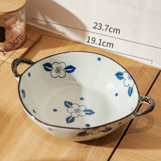 Hand-Painted Floral Ceramic Pasta Bowl
