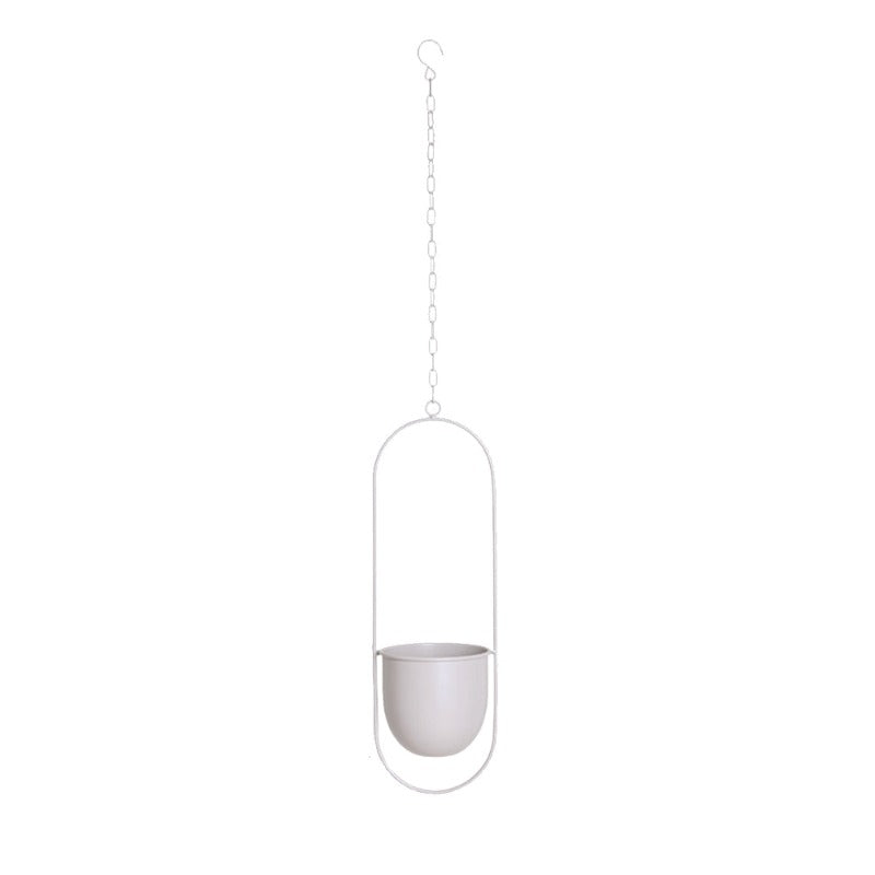 Metal Hanging Plant Pot Holder in Green, White, or Pink