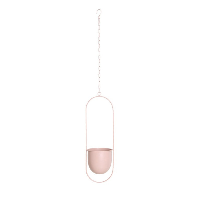 Metal Hanging Plant Pot Holder in Green, White, or Pink