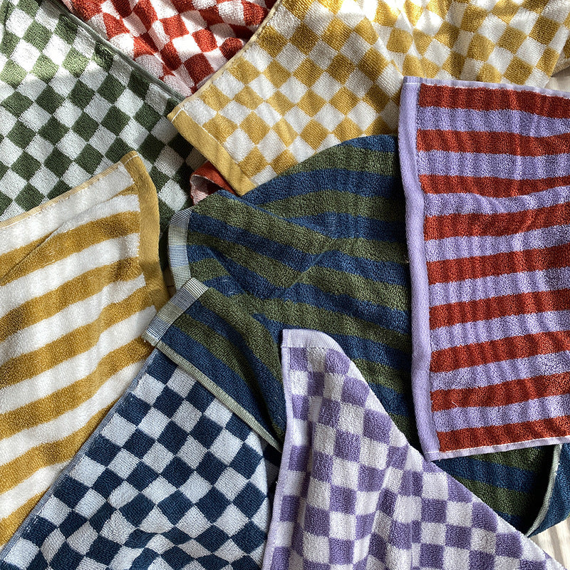 Vintage Stripe Checkerboard Cotton Towel Set