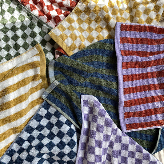 Vintage Stripe Checkerboard Cotton Towel Set
