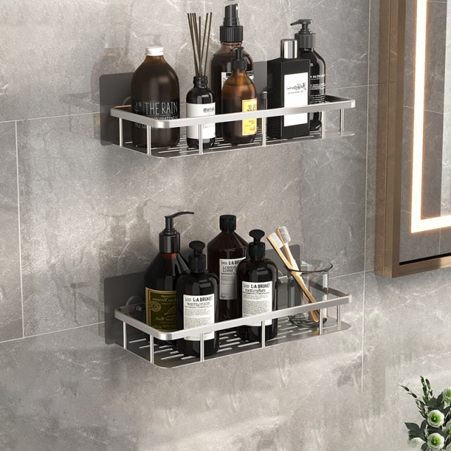 Metal Suction Cup Bathroom Shelves for Easy Storage