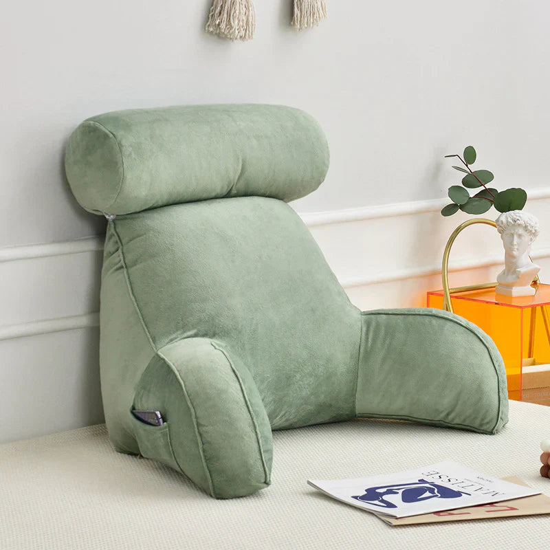 Adjustable Reading Bed Pillow with Arms and Side Pocket
