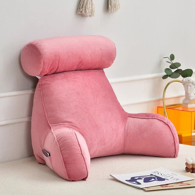 Adjustable Reading Bed Pillow with Arms and Side Pocket