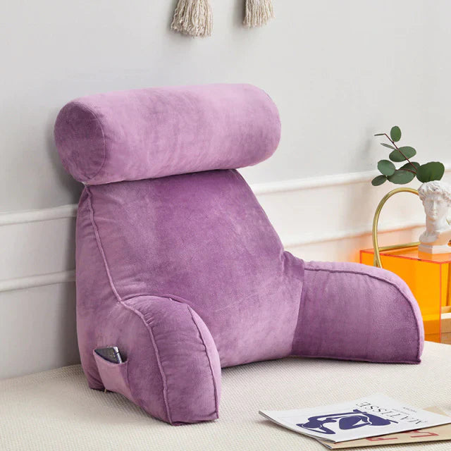 Adjustable Reading Bed Pillow with Arms and Side Pocket