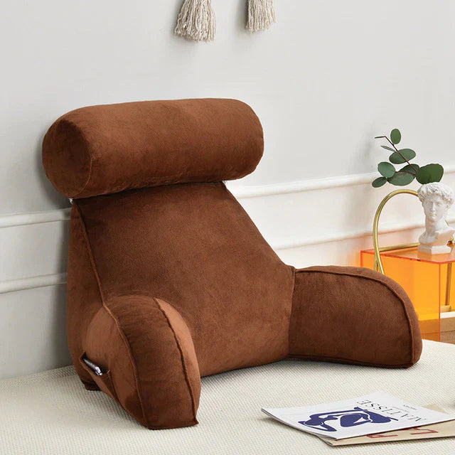 Adjustable Reading Bed Pillow with Arms and Side Pocket