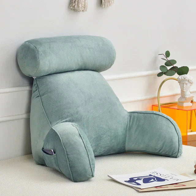 Adjustable Reading Bed Pillow with Arms and Side Pocket