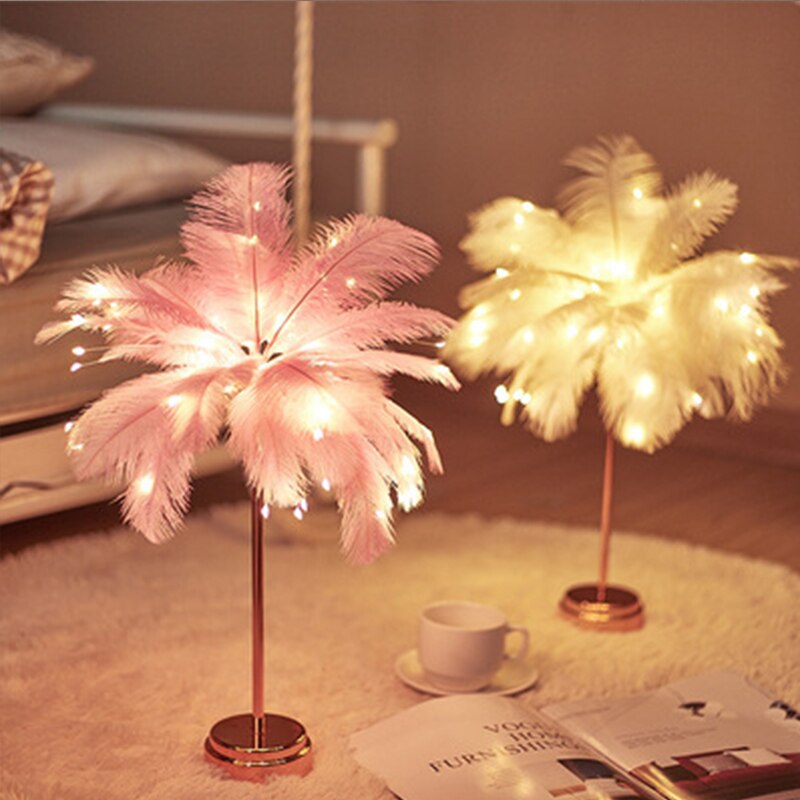 Palm Leaf Table Lamp with Color Options