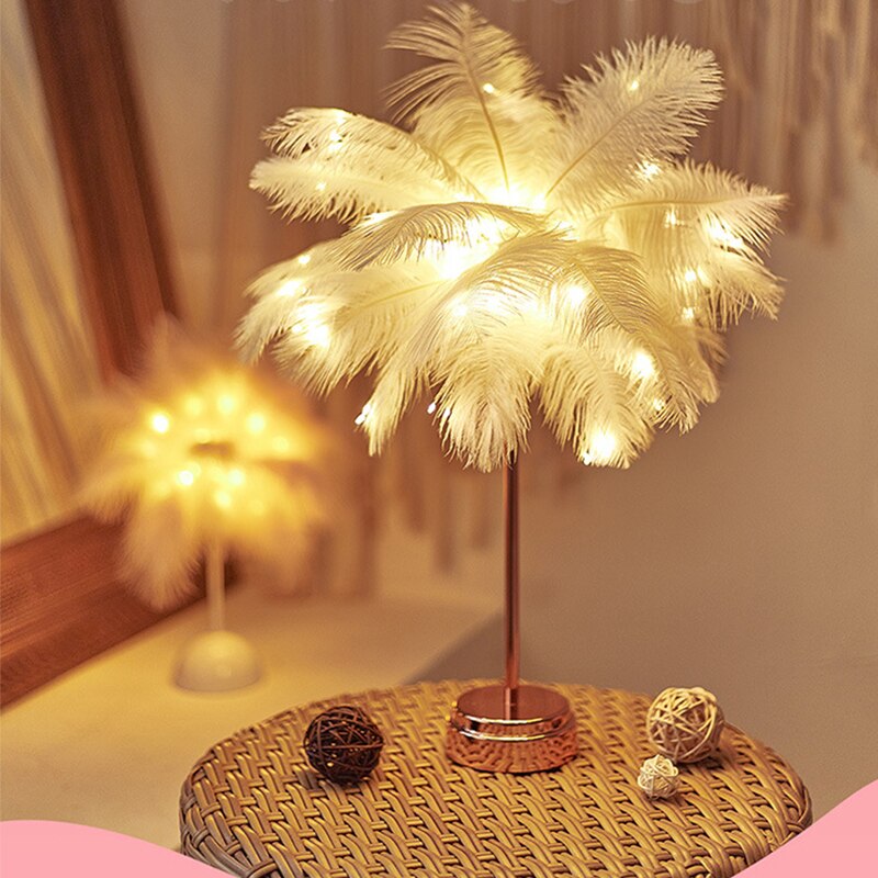 Palm Leaf Table Lamp with Color Options