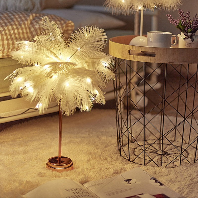 Palm Leaf Table Lamp with Color Options