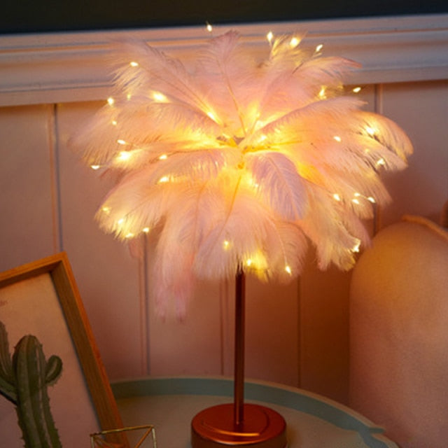 Palm Leaf Table Lamp with Color Options