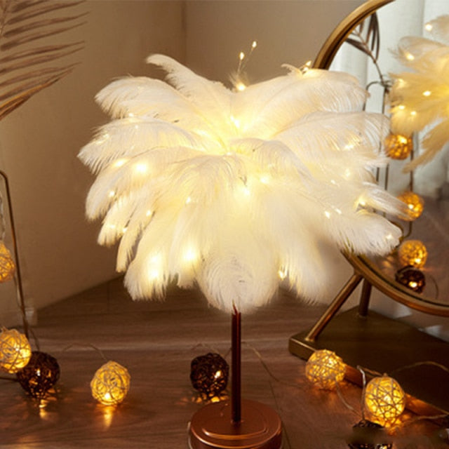 Palm Leaf Table Lamp with Color Options