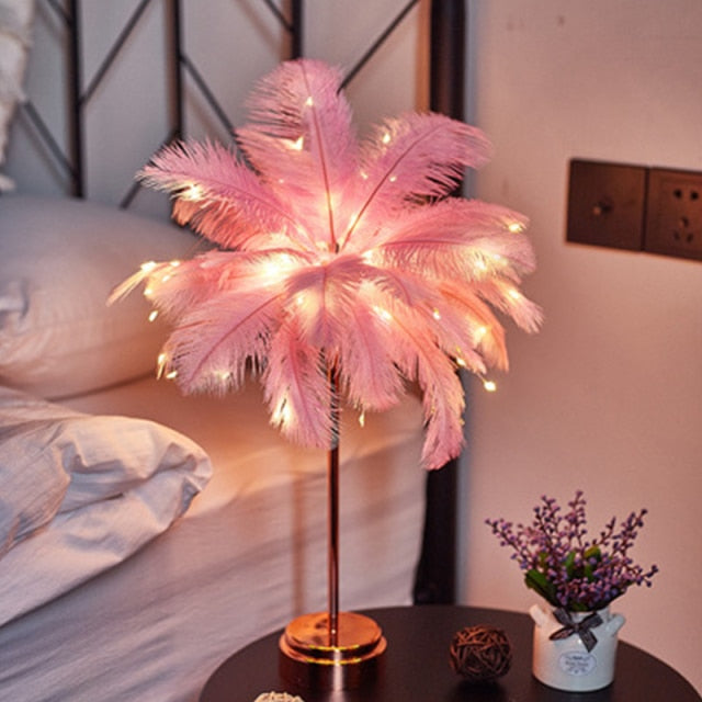 Palm Leaf Table Lamp with Color Options