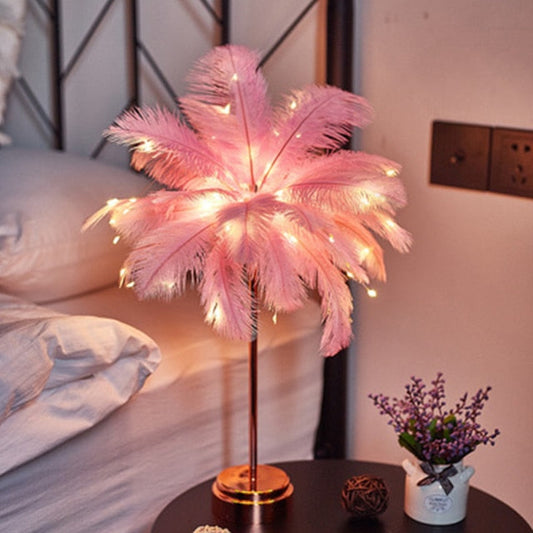 Palm Leaf Table Lamp with Color Options