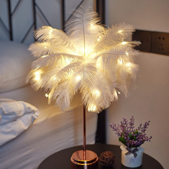 Palm Leaf Table Lamp with Color Options