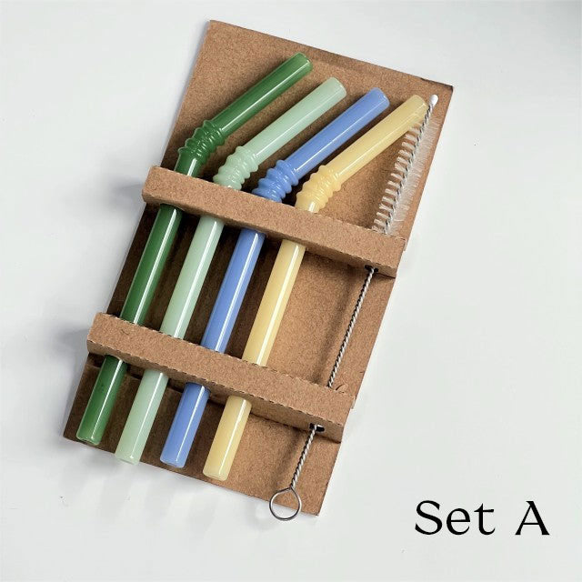 Reusable Borosilicate Glass Straws Set of 4