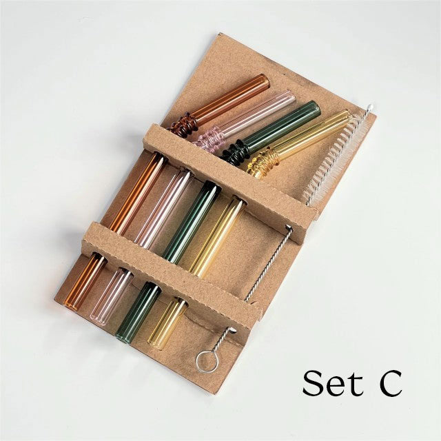 Reusable Borosilicate Glass Straws Set of 4