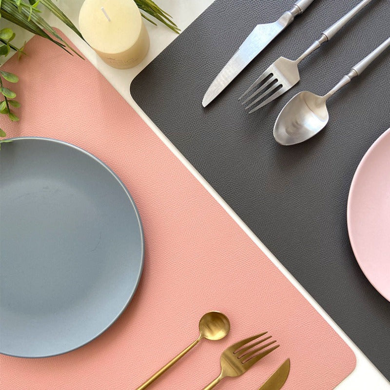 Waterproof PU Leather Rectangular Placemats - Modern Dining Table Mats