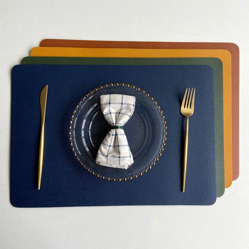 Waterproof PU Leather Rectangular Placemats - Modern Dining Table Mats