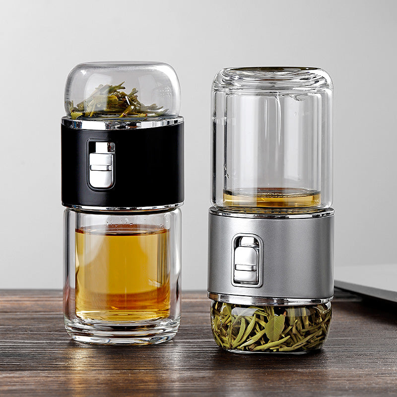 Double-Walled Glass Tea Infuser Thermos Bottle