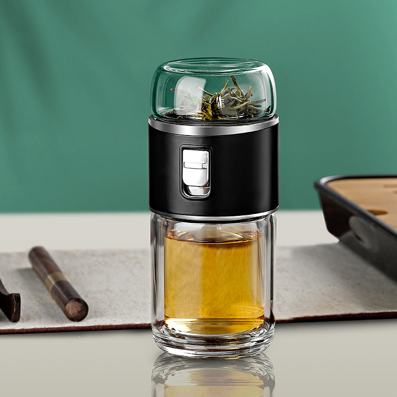 Double-Walled Glass Tea Infuser Thermos Bottle