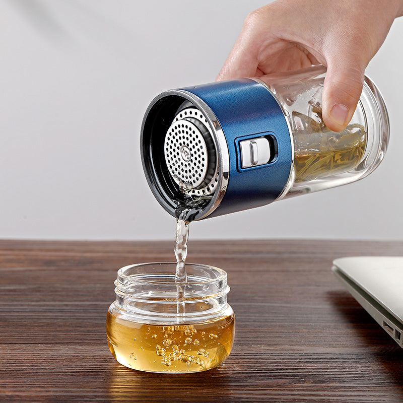 Double-Walled Glass Tea Infuser Thermos Bottle